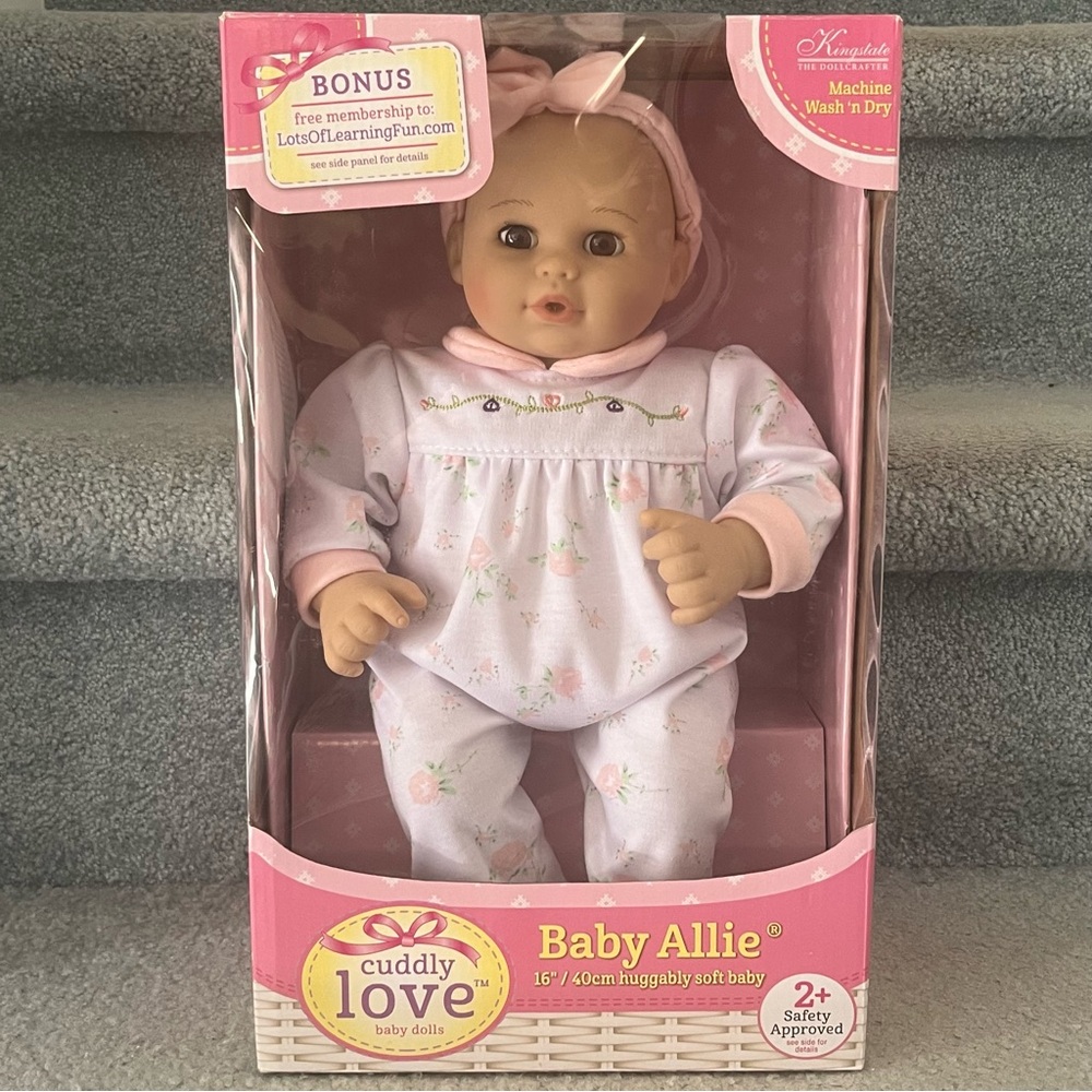New! Kingstate Cuddly Love Baby Allie - Soft Baby Doll in Pink/White Outfit